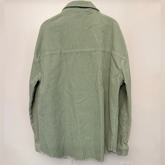PacSun Womens Mint Green Jacket Oversized Raw Hem Button Closure Corduroy Sz M/L - Picture 3 of 8